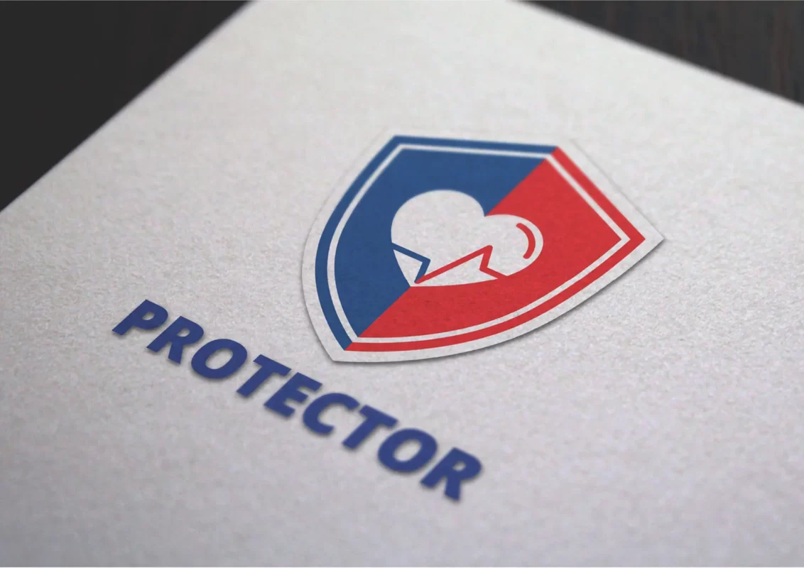 Shield-shaped logo with heart and checkmark design and the word "PROTECTOR" below.